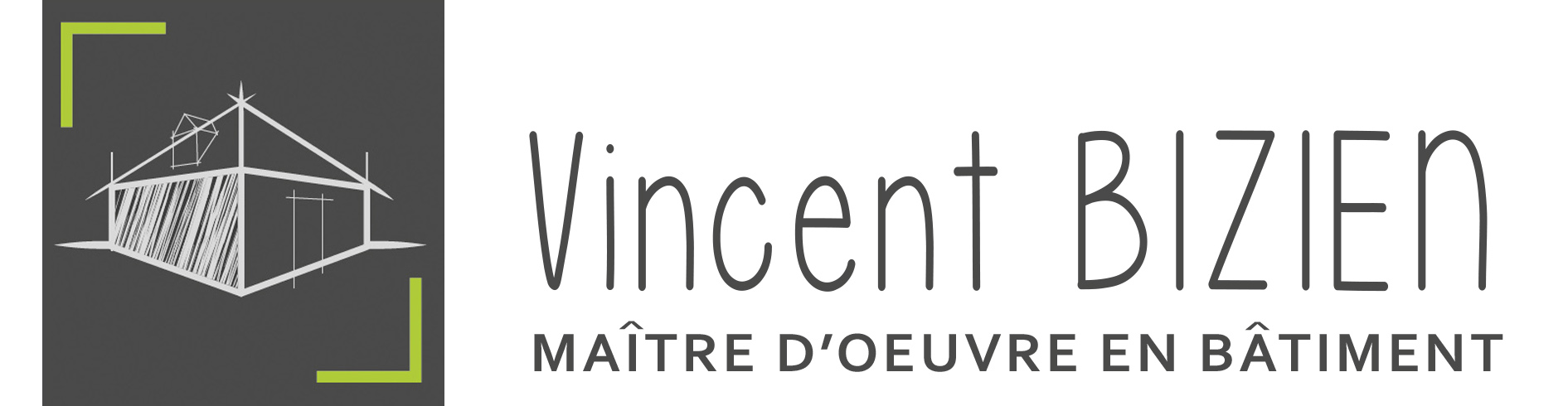 Logo de Vincent Bizien Maitre d'oeuvre en noir et blanc
